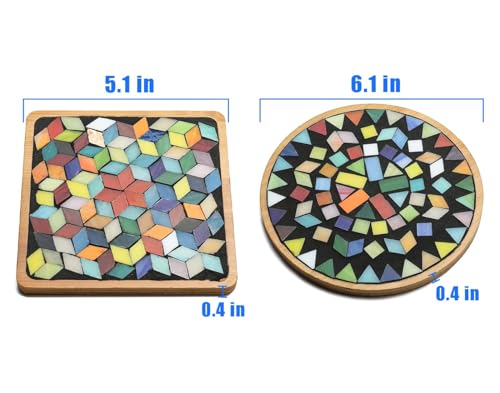Lanyani 2 Sets of DIY Mosaic Craft Kits Mosaic Tiles Coaster Kit Make Your Own Mosaic Project Handmade Craft Set with Stained Glass Mosaic Tile Lanyani