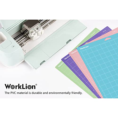WORKLION Cutting Mat 12x12 for Cricut: (5 Mats, 2 Standard adhesive/ 1 Frabric adhesive/ 1 Light adhesive/ 1 Strong adhesive) Variety Mats for Cricut WORKLION