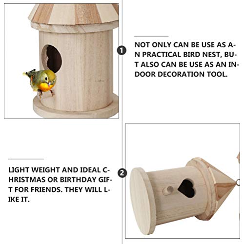 EXCEART 2Pcs Wooden Bird House Unfinished Birdhouse to Paint Hanging Birdhouse for Outside, Garden Patio Decorative EXCEART