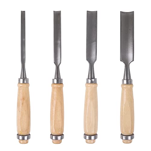 CNBTR Carbon Steel Carving Firmer Gouge Semicircle Wood Chisel Set DIY Woodworking Handle Carpentry Tools Pack of 4 CNBTR