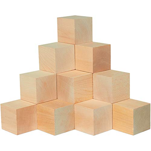 Unfinished Wood Cubes 2-1/2 inch, Pack of 4 Large Wooden Cubes for Wood Blocks Crafts and Decor, by Woodpeckers Woodpeckers