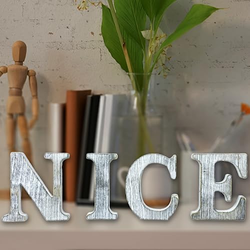 WOODOUNAI 6 Inch Wood Letters Unfinished Rustic Wood Letters for Wall Decor Decorative Standing Letters Slices Sign Board Decoration for Craft Home woodounai