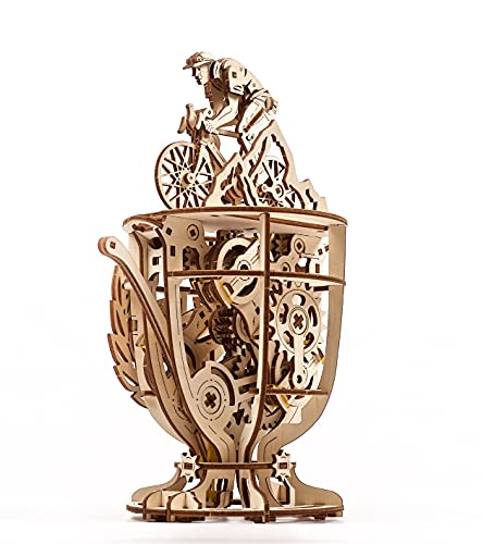 UGEARS Automaton Cyclist 3D Puzzle - Self-Assembly 3D Wooden Puzzles Idea Classic Tour De France Cup Bicycle Wood Model Kit - Creative 3D Puzzles for UGEARS