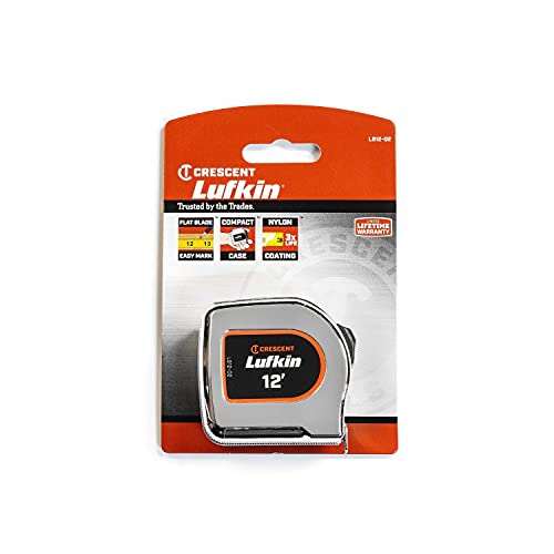 Crescent Lufkin 1/2 x 12' Chrome Case Yellow Clad Tape Measure - L912-02 Lufkin