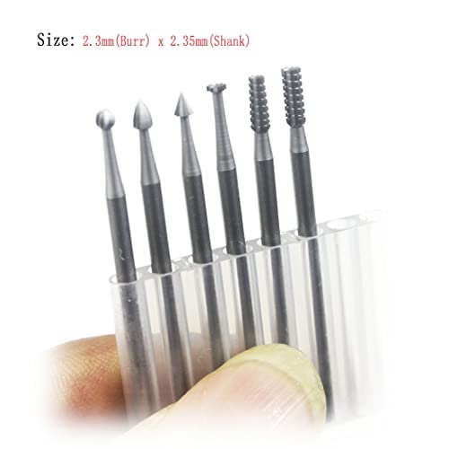 Luo ke 6 Pcs 3/32 Inch Shank Tungsten Steel Engraving Router Bits, Olive Amber Carving Drill Bits for Rotary Tool (2.3mm Carving bits) Luo ke