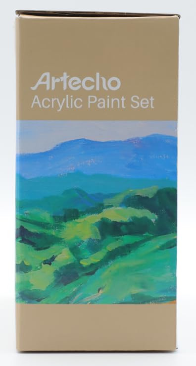 Artecho Professional Acrylic Paint Set, 8 Primary Colors (120ml / 4.05oz) Tubes, Art Craft Paints for Canvas, Rock, Stone, Wood, Fabric, Art Supplies Artecho