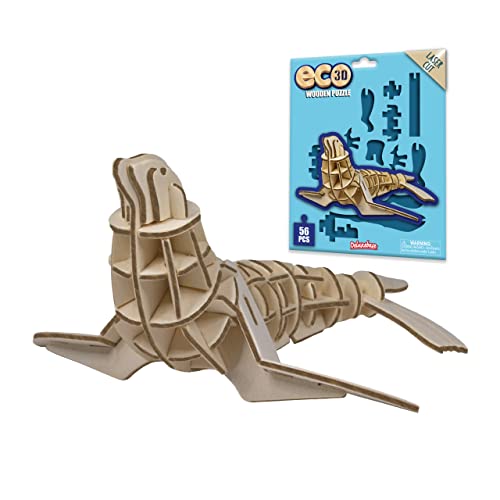 Eco 3D Wooden Puzzle Seal from Deluxebase. Animal Themed DIY 3D Puzzle Craft Kit. Sustainable Wood Ocean Animal Toys Perfect Model Building Kits for Eco 3D Wooden Puzzle