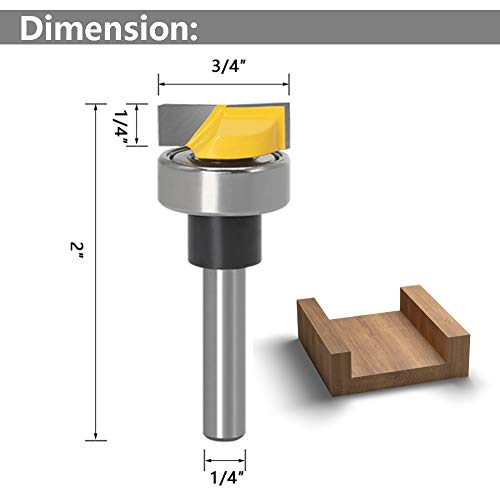 Yakamoz 1/4 Inch Shank Template Router Bit Bearing Flush Trim Hinge Mortising Plunge Router Cutter Woodworking Milling Tool YAKAMOZ