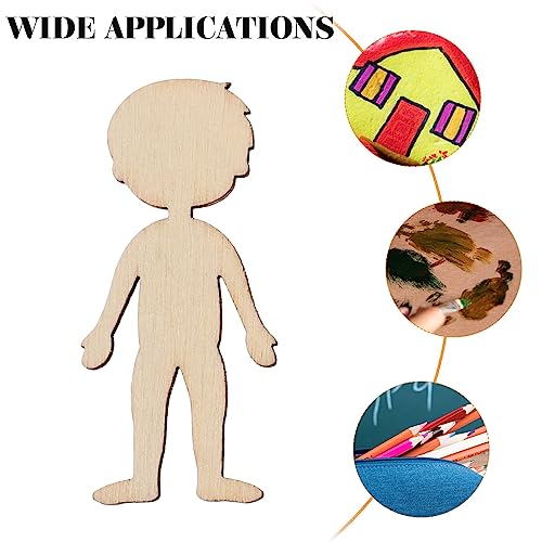 COHEALI 50pcs Wooden Boy Cutout Unfinished People Shaped Craft Sticks Blank Wooden Slices for DIY Projects COHEALI
