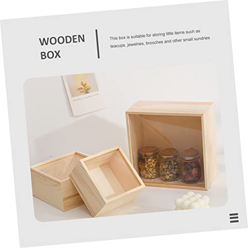 TEHAUX Box Storage Wooden Box Clear Gift Box Wooden Box with Lid Trinket Box with Lid Small Jewelry Storage Box Wooden Crates Unfinished Wooden TEHAUX