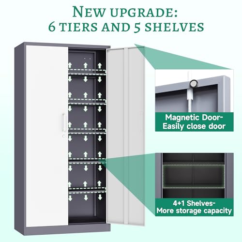 Letaya Metal Storage Cabinet with Lock Door, 71" Adjustable Shelf Steel Lockers for Office, Home,School,Garage Utility Tool Cabinet (2 Letaya