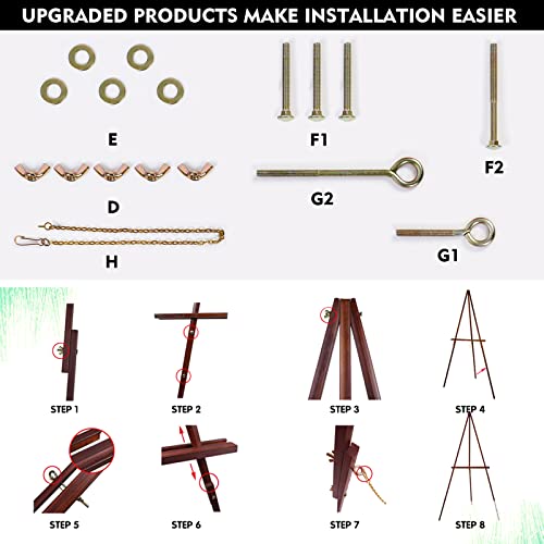 Conda 63" Wooden Tripod Artist Display Easel with Tray, A-Frame Adjustable Easel Stand for Wedding Sign, Foldable Easels for Painting Canvas, Display conda