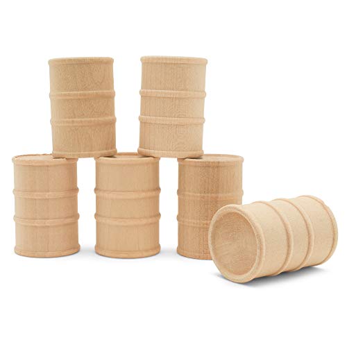 Wooden Oil Drums 1-5/8 Inch, Pack of 25, Small Unfinished Cargo Barrel, Perfect for Miniatures, Scale Models, Play Train Making or Woodworking Craft Woodpeckers