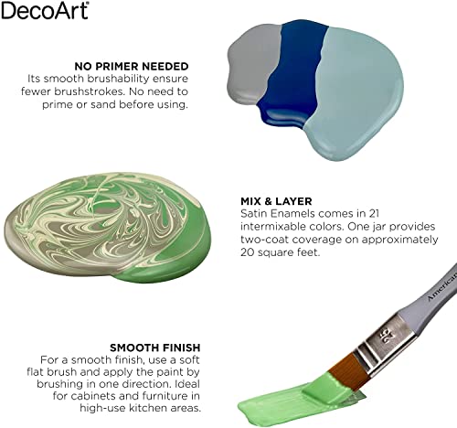 DecoArt Americana Decor Satin Enamels Paint - 2 Pack 8 oz Warm White Acrylic for Home Kitchen Wall Art- Furniture Supplies, Art Supplies Touch Up DecoArt