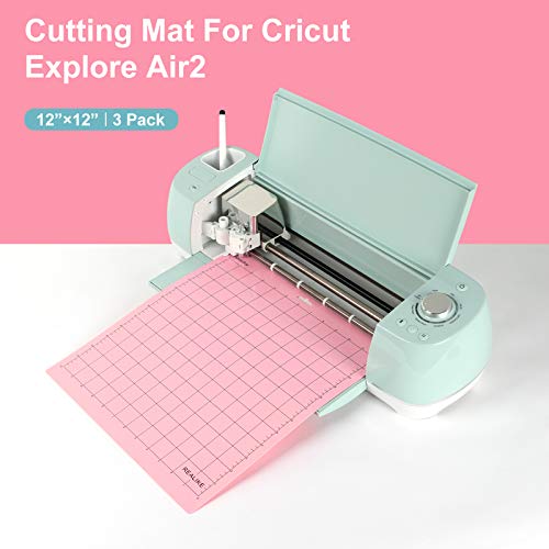 REALIKE 12x12 FabricGrip Cutting Mat for Cricut Maker 3/Maker/Explore 3/Air 2/Air/One(3 Mats), Fabric Adhesive Sticky Cut Mats Replacement REALIKE