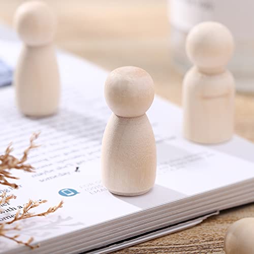 STOBOK Unfinished Wooden Peg Dolls: 50 Pack Peg People Crafts DIY Wood People Toys, Doll Bodies Wood Figures, Decorative Peg Doll People for Kids Art STOBOK