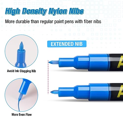 Acrylic Paint Pens Paint Markers Set of 18: Fine Point for Rock Painting Glass Wood Ceramic Fabric Metal Canvas Easter Eggs Pumpkin Kit, Drawing Art JR.WHITE