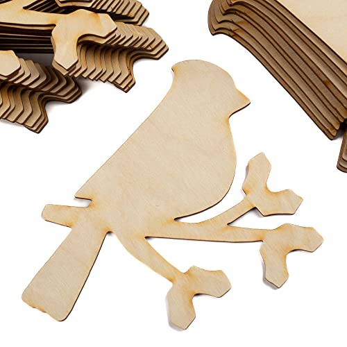 Pack of 24 Unfinished Wood Cardinal Cutouts by Factory Direct Craft - Wooden Cardinal on a Branch Blank DIY Shapes for Holiday Decorating and Factory Direct Craft