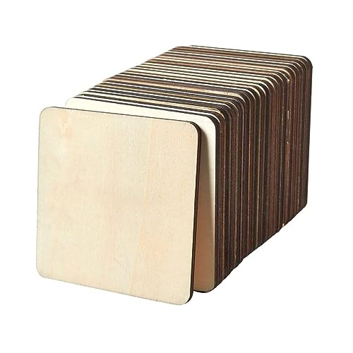 Gogogmee 50pcs Pieces Graffiti Wood Chips DIY Crafts Wood Top-Class Wood Material Wood Slices for Crafts Wood Discs Unfinished Wood Squares Blank Gogogmee