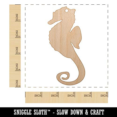 Seahorse Solid Unfinished Craft Wood Holiday Christmas Tree DIY Pre-Drilled Ornament Sniggle Sloth