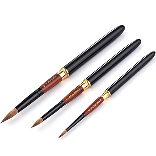 Kolinsky Travel Watercolor Brushes & Inspiration Art Dice, Fuumuui 3Pcs Plein Air Kolinsky Sable Watercolor Brushes With Wooden Art Dice for Adults, Fuumuui
