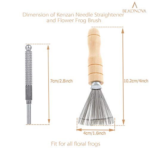 BEADNOVA Kenzan Needle Straightener Flower Frog Brush Ikebana Tool Set Kenzan Pin Straightening Tool Floral Frogs Cleaner for Flower Frog Pins Hair BEADNOVA
