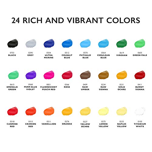 Acrylic Paint Set 24 Colors (0.41 oz, 12 ml) Paint Kit For Artists & Beginners Craft Paints for Paper,Canvas,Rock Painting,Wood,Ceramic & Fabric KOLOR KINGDOM