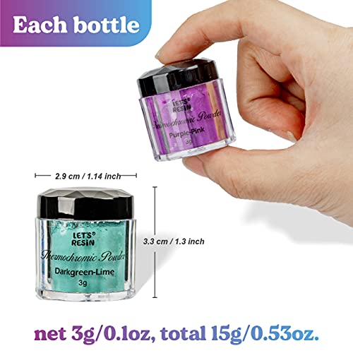 LET'S RESIN Thermochromic Pigment Powder Temperature Activated That Changes at 88°F-5 Colors Changing Powder for Nail Polish, Paint, Slime, Epoxy, LET'S RESIN