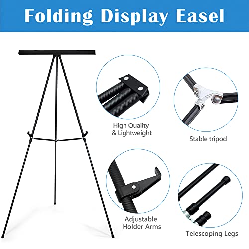 Falling in Art Aluminum Flip Chart Display Easel Stand with Adjustable Floor for Boardroom, Whiteboard, Paper Pads, Signage, 63 1/2'' High, Black,2 Falling in Art