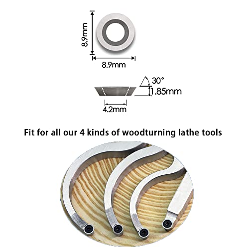 CDBP 8.9mm(1/3 inch) Round Carbide Inserts for Woodturning, R8.9×1.85mm Indexable Carbide Cutter fits for DIY Woodworking Lathe Wood Turning Finisher CDBP