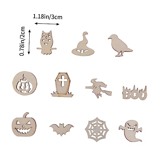 VILLCASE 300 Pcs Child Festive Unfinished Graffiti Wooden Chip Paper Cut Decorations Wood Chips Halloween Graffiti Sawdust Wood Embellishments for VILLCASE