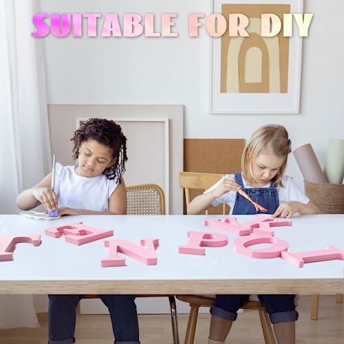 AOCEAN 6 Inch Pink Wood Letters Unfinished Wooden Letters for Wall Decor Decorative Standing Letters Slices Sign Board for Crafts Christmas AOCEAN