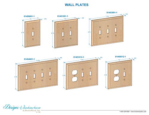 Designs of Distinction Wood Switch Cover - Unfinished/Raw Hardwood - Laser Cut & Includes Installation Hardware - 01451012-1 (Hard Maple) Designs of Distinction