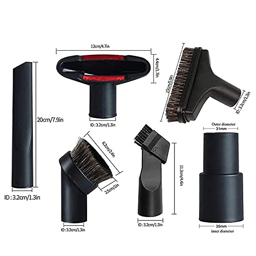 Alrens 1 1/4" Shop Vacuum Attachments Brushes Kit 1-1/4 inch 1-3/8 inch Vacuum Cleaner Accessories, Set of 7 Alrens