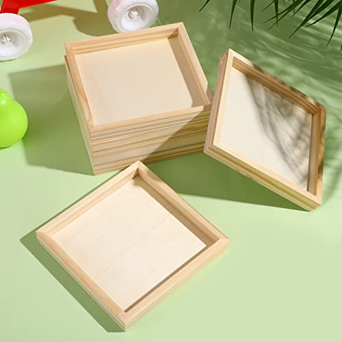 BESPORTBLE 4.7 x 4.7 in Wooden Trays, 6 Pack Square Serving Boxes - Unfinished Small Wood Serving Tray for Montessori Materials, Crafts to Paint BESPORTBLE