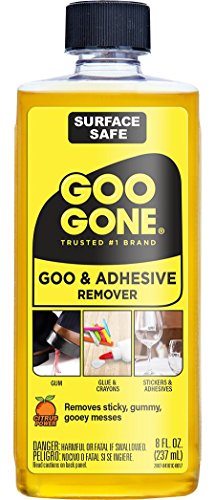 Goo Gone Adhesive Remover - 8 Ounce - Surface Safe Adhesive Remover Safely Removes Stickers Labels Decals Residue Tape Chewing Gum Grease Tar Goo Gone