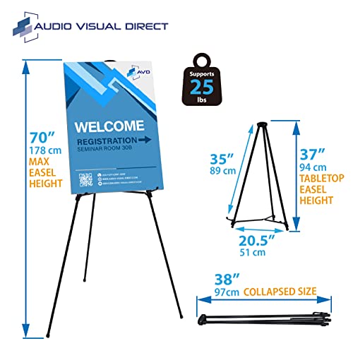 Lightweight Aluminum Telescoping Display Easel, 70 Inches, Black Audio-Visual Direct