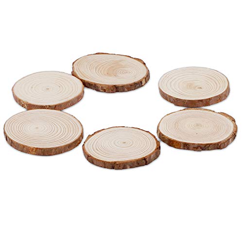 KINJOEK 36 PCS Natural Wood Slices 3.5-4 Inch with Bark Unfinished Wood Circles for Coasters DIY Crafts Wedding Decorations Christmas Ornaments KINJOEK