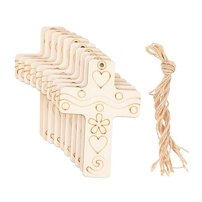Zerodeko 50 Sets Blank Cross Wood Piece Home Decoration Wood Crafts for Kids Cross Decorations Unfinished Wood Cross Blank DIY Chips DIY Graffiti