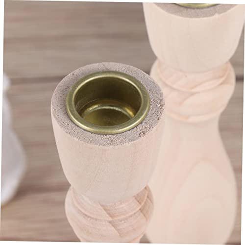 2pcs Glass Menorah Glass Candlestick Holder Unfinished Wooden Candlesticks Pillar Candle Dish Table Candlestick Small Candle Tray Bracket Candlestand EXCEART