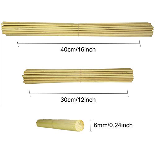 Fartime 12 Inch Long and 16 Inch Long Natural Blank Round Unfinished Bamboo Dowel Rods Craft Sticks Craft Projects,60 Pieces(0.24 Inch Diameter) Fartime