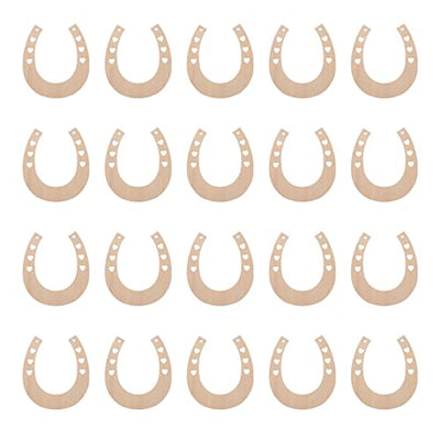 Sewroro 24pcs Horseshoe Shape Wood Cutouts for Crafts Unfinished Wooden Horseshoes DIY Painting Discs Slices Small Cowboy Party Decorations