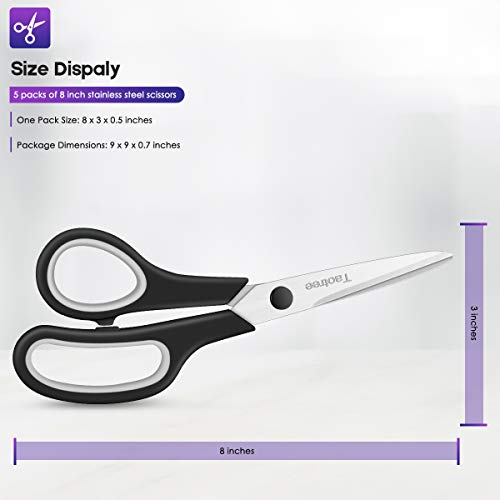 Scissors Bulk 40-Pack, Taotree 8" Multipurpose Scissors, Soft Comfort-Grip Handles Stainless Steel Sharp Shears for School Office Home, High/Middle Taotree