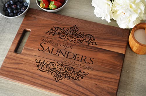 Personalized Wood Cutting Board Engraved with Family Name and Established Date | Perfect Customized Wedding Gifts For Couples Housewarming Gift or MRC Wood Products