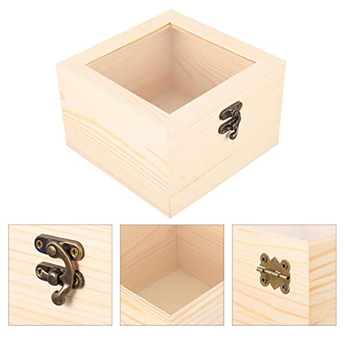 BESPORTBLE 2pcs Box Wooden Storage Box Earring Holder Jewelry Organizer Tray Makeup Wooden Treasure Containers Decorative Storage Bins with Lids BESPORTBLE