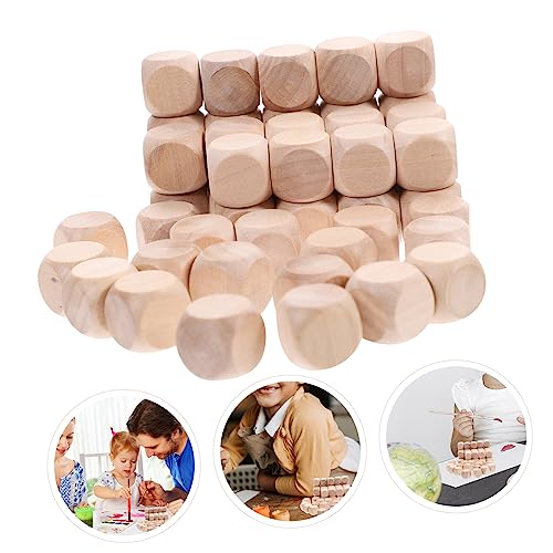 COHEALI 100 Pcs Wooden six Sided dice 6 Sided Dice Bulk Blank Wooden Dice Bulk Unfinished Square Blocks Couples dice Painting Wooden dice Blanks for COHEALI