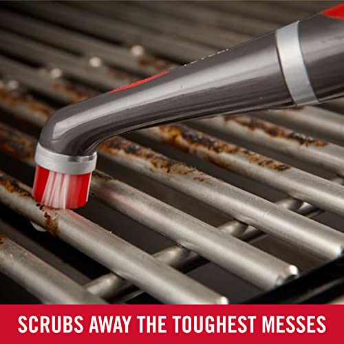 Rubbermaid Reveal Cordless Battery Power Scrubber, Gray/Red, Multi-Purpose Scrub Brush Cleaner for Grout/Tile/Bathroom/Shower/Bathtub, Water Rubbermaid