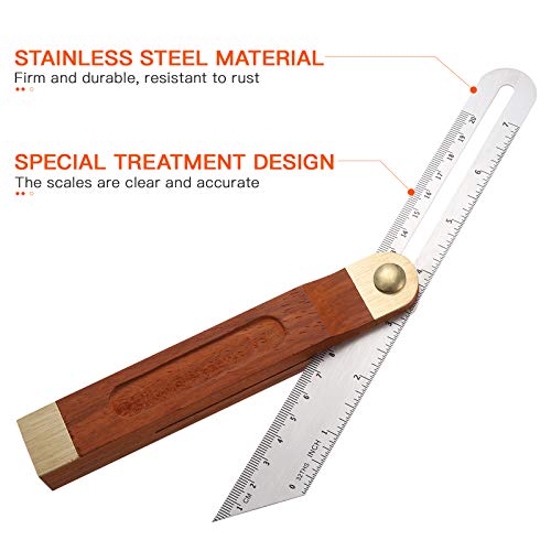 DOITOOL 1PCS 9 Inch Sliding T-Bevel Gauge Woodworking T Bevel Angle Finder with Hardwood Handle and Metric Marks DOITOOL