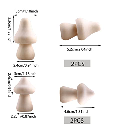 Woohome 26 PCS Wooden Mushroom Various Sizes Natural Unfinished Mushrooms Wooden Peg Figures, Natural Unpainted Wood Figures Decorative for Arts and Woohome
