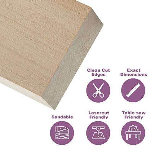 Basswood Carving Blocks Large 4x4x2 inch Wood Blanks DIY Wood Signs for Crafts by Craftiff Craftiff